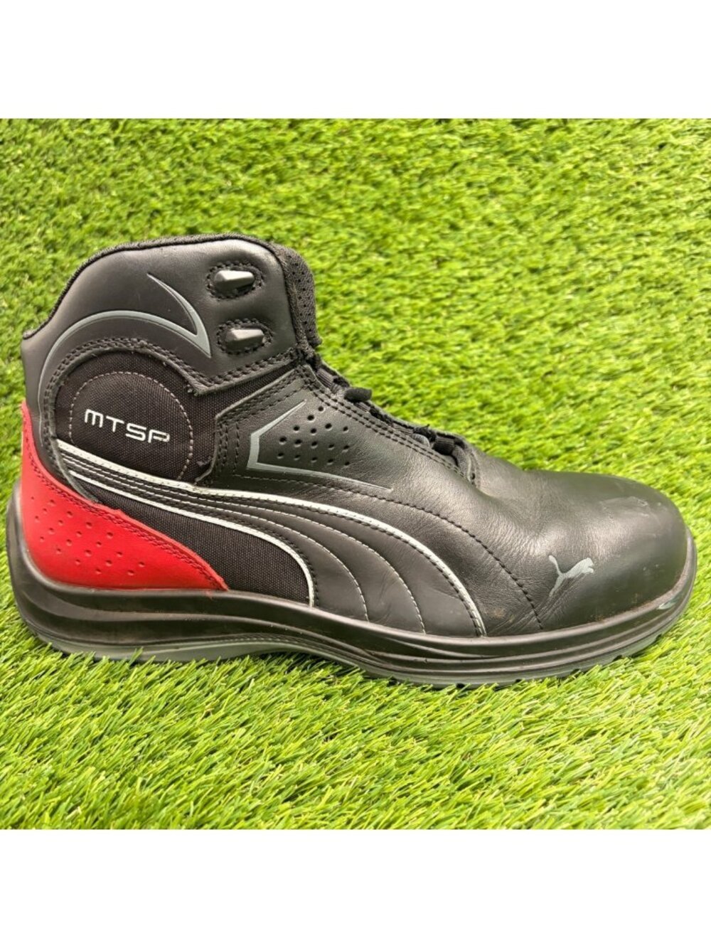 Puma Touring Mid Mens Size 11 Black Red Leather Composite Toe Safety Work Shoes